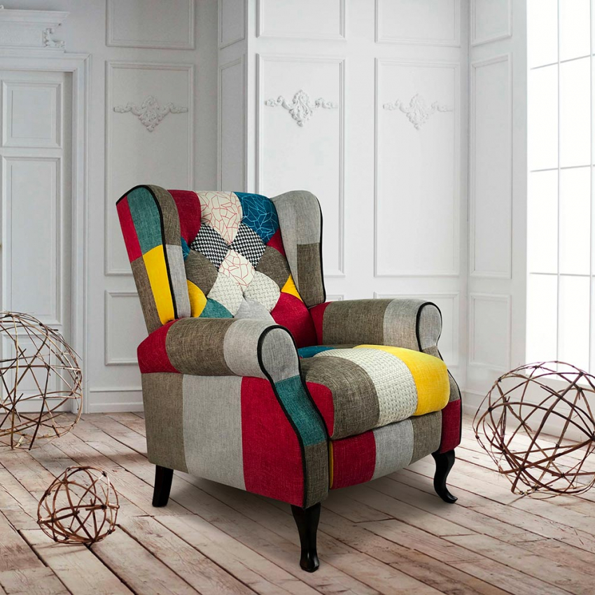 Relaxsessel Liegesessel Patchwork Bergère Throne modernes Design