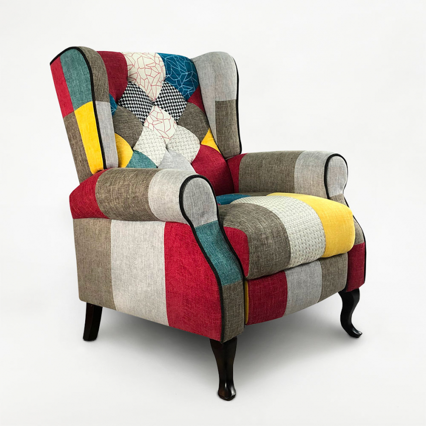 Sessel Relax Verstellbar Patchwork Bergère Throne modernes Design