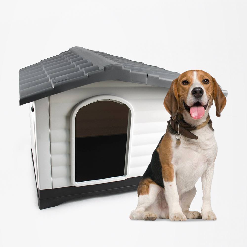 Bijoux Hundehütte für mittelgroße Hunde aus Kunststoff für den Garten mit Unterlage