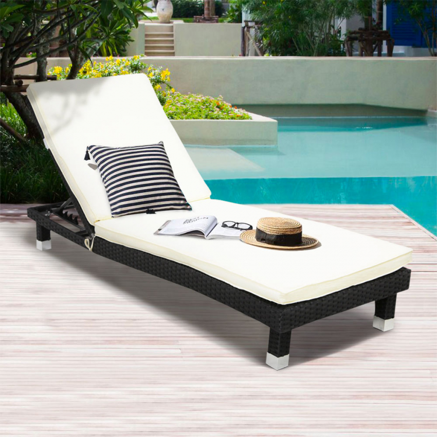 Garten- Meer- Strandliege Design Poly Rattan Matte Playa