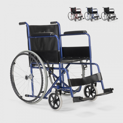 Faltbarer Rollstuhl aus Stahl 15 kg für behinderte und ältere Menschen Violet Aktion