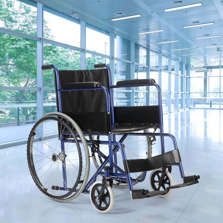 Rollstuhl Kunstleder Klappbarer Orthopädischer Rollstuhl Gehbehinderte Und Ältere Menschen Violet