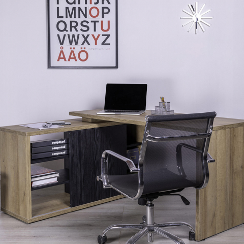 Eckiger Schreibtisch 150x120cm modern Holz Studio Alameda