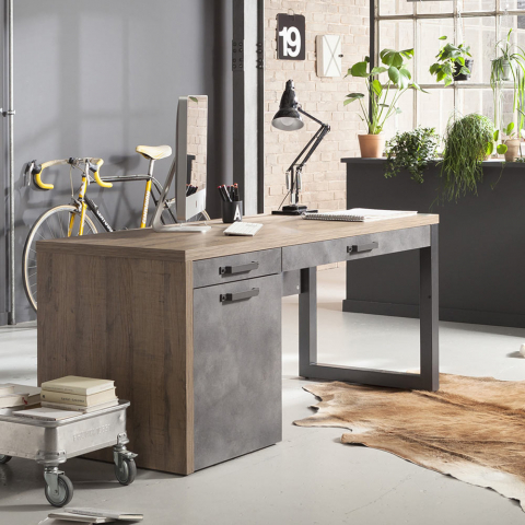 Schreibtisch für Büro und Arbeitszimmer mit Schubladen Holz 170x69cm Logan