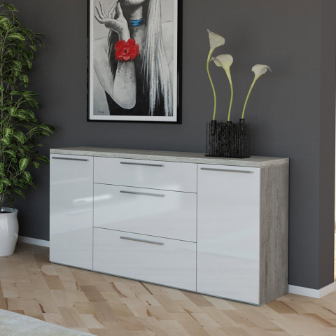 Sideboard 160x45cm modernes Design weiß Wohnküche Leyla Aktion