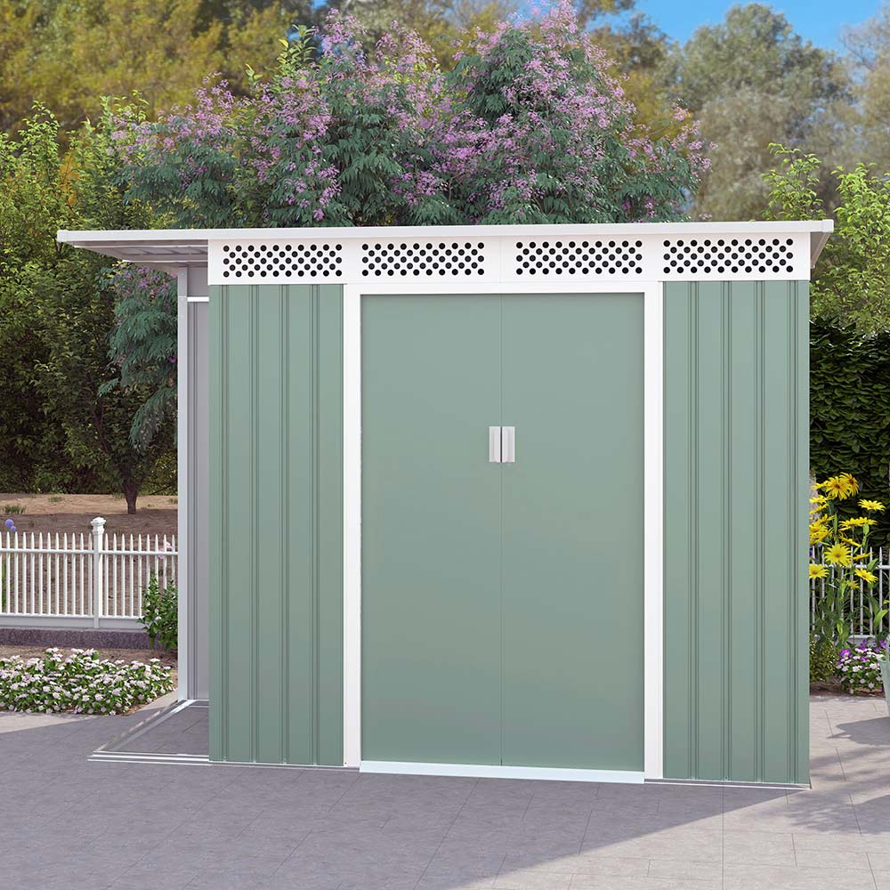 Geräteschuppen Gerätehaus Gartenhaus Verzinktes Blech Grün 257x142x184cm Tyrol Nature