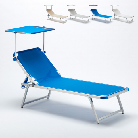 Sonnenliege aus Aluminium für Strand Verstellbares Sonnendach Nettuno