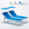 2er Set Aluminium Sonnenliegen mit Sonnendach Nettuno Lagerbestand