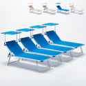 4er Set Nettuno Aluminium Sonnenliegen mit verstellbarem Sonnendach Lagerbestand
