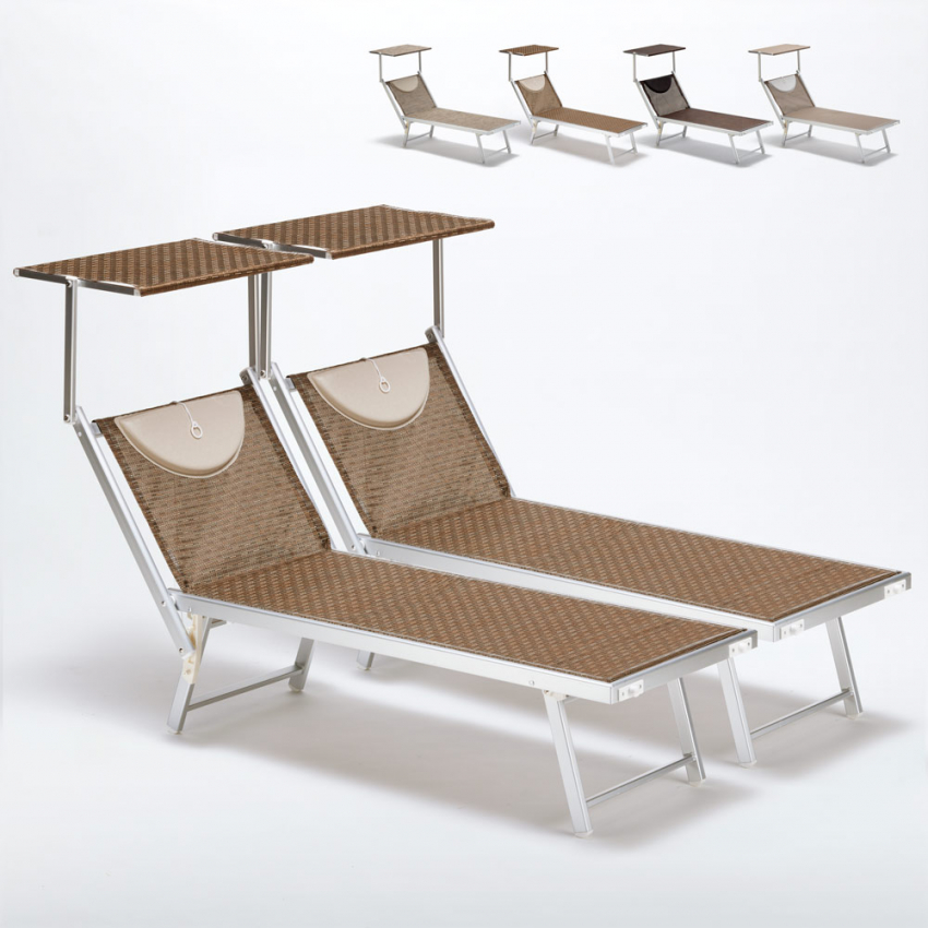 2er Set Liegestühle Strandliegen Sonnenliegen aus Aluminium für den Strand Santorini Limited Edition Lagerbestand