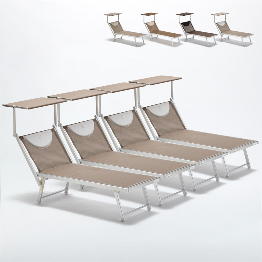 4er Set Liegestühle Strandliegen Sonnenliegen aus Aluminium Santorini Limited Edition Modell 4er Set Liegestühle Strandliegen Sonnenliegen aus Aluminium Santorini Limited Edition Modell