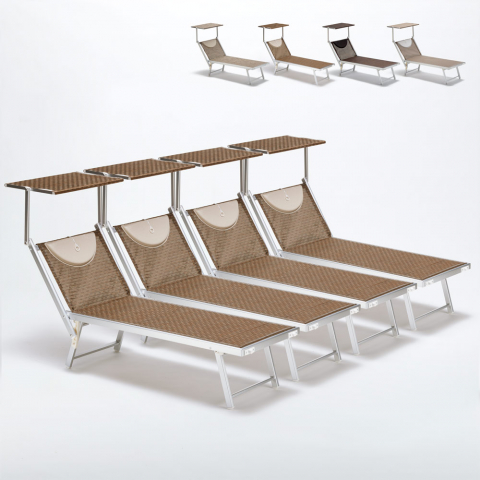 4er Set Liegestühle Strandliegen Sonnenliegen aus Aluminium Santorini Limited Edition  Aktion