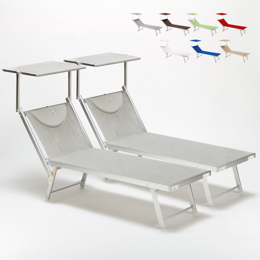 2er Set Liegestühle Strandliegen Sonnenliegen aus Aluminum Santorini