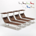 4er Set Sonnenliegen aus Aluminium Strandliegen mit Dach Santorini 