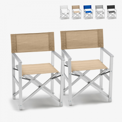 2 Regiestühle Strandstuhl Meer aus Aluminium Textilen Lusso