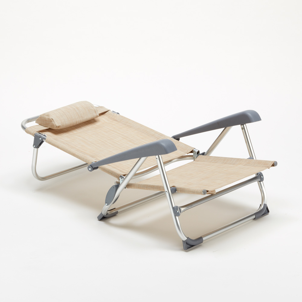 Gargano Liegestuhl Strandstuhl Klappbar mit Armlehne aus Aluminium für