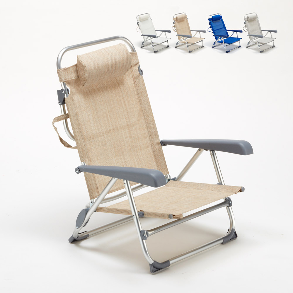 Gargano Liegestuhl Strandstuhl Klappbar mit Armlehne aus Aluminium für