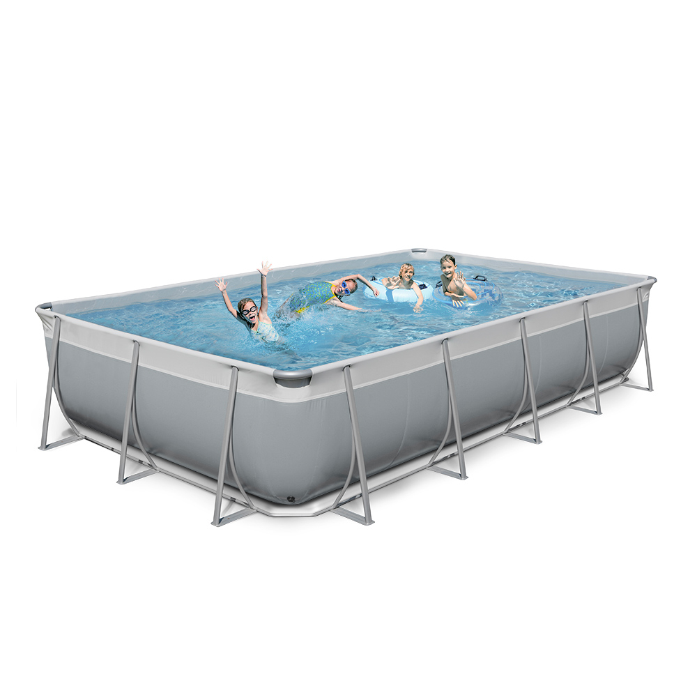 Oberirdischer Rechteckiger Aufstell Pools 520x265 H125 New Plast Komplett Grau Weiß Futura 550