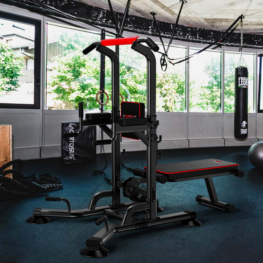  Yurei: Power Tower Fitnessstation multifunktionale Bank Heim-Fitnessstudio 