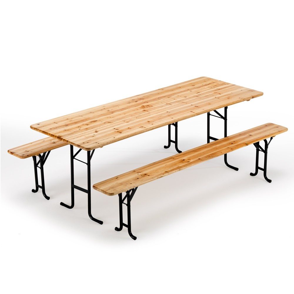 10er Set Bierzeltgarnitur Holz Tisch und Bierbänke Biergarten Festzelt 220x80