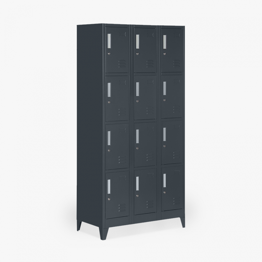 Metallschrank mit 12 Fächern 90x45 H190 für Umkleideraum mit Schloss Krakatoa