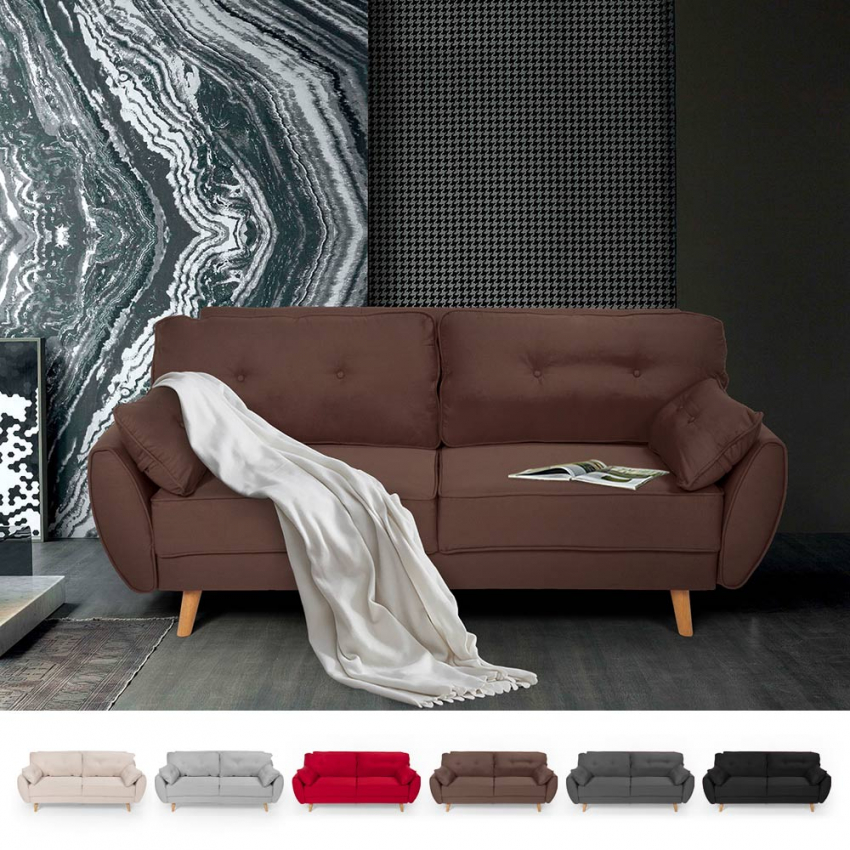 Sofabett Clic Clac 3 Sitzer Design Nordisch Liegend aus Stoff Fortaleza