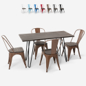 rechteckiges tischset 120 x 60 mit 4 stühlen aus industriellem stahl und holz im-stil roger Angebot