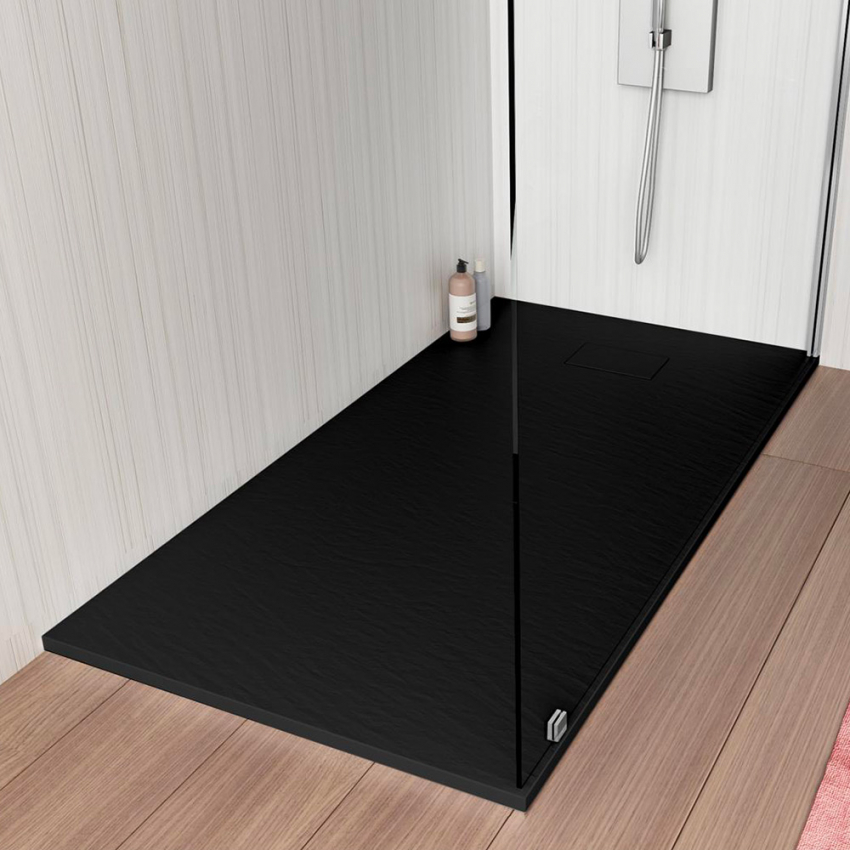 Duschwanne Boden aus Harz Rechteckig 110x70 Modernes Badezimmer Stone