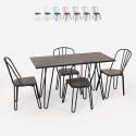 rechteckiges tischset 120x60 mit 4 industriellen stahlholzstühlen im-design magis 
