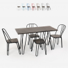 rechteckiges tischset 120x60 mit 4 industriellen stahlholzstühlen im-design magis 