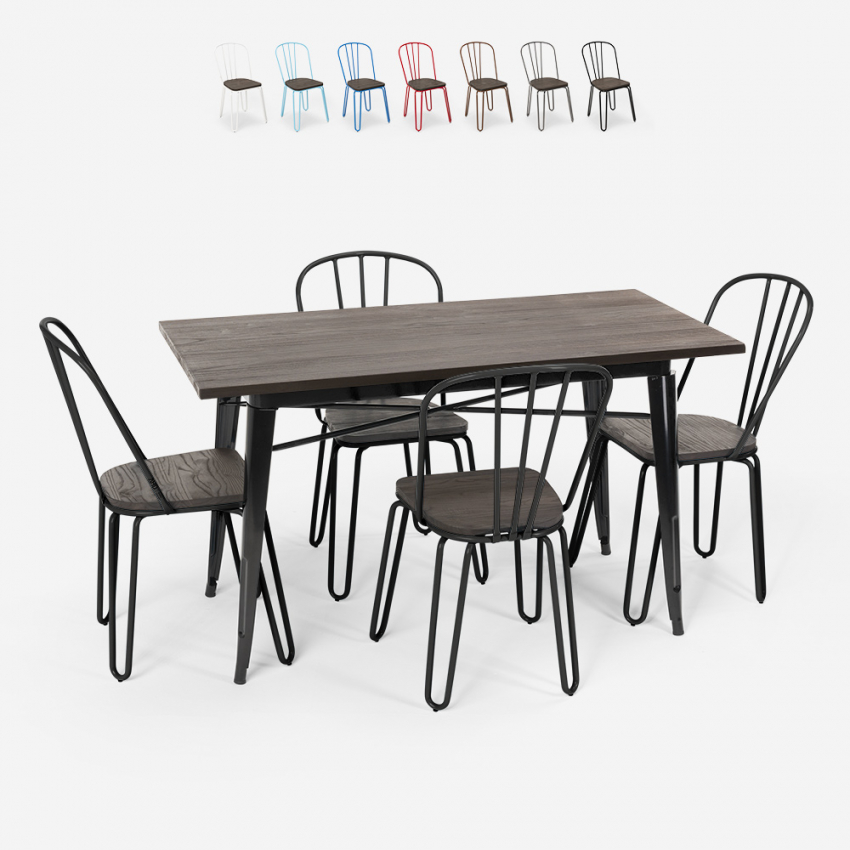 rechteckiges tischset 120 x 60 mit 4 stühlen stahlholz industriedesign otis Katalog
