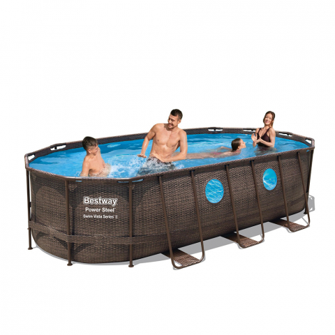 Bestway 56716 Oval Aufstellpool mit Bullauge Swim Vista 549x274x122 cm