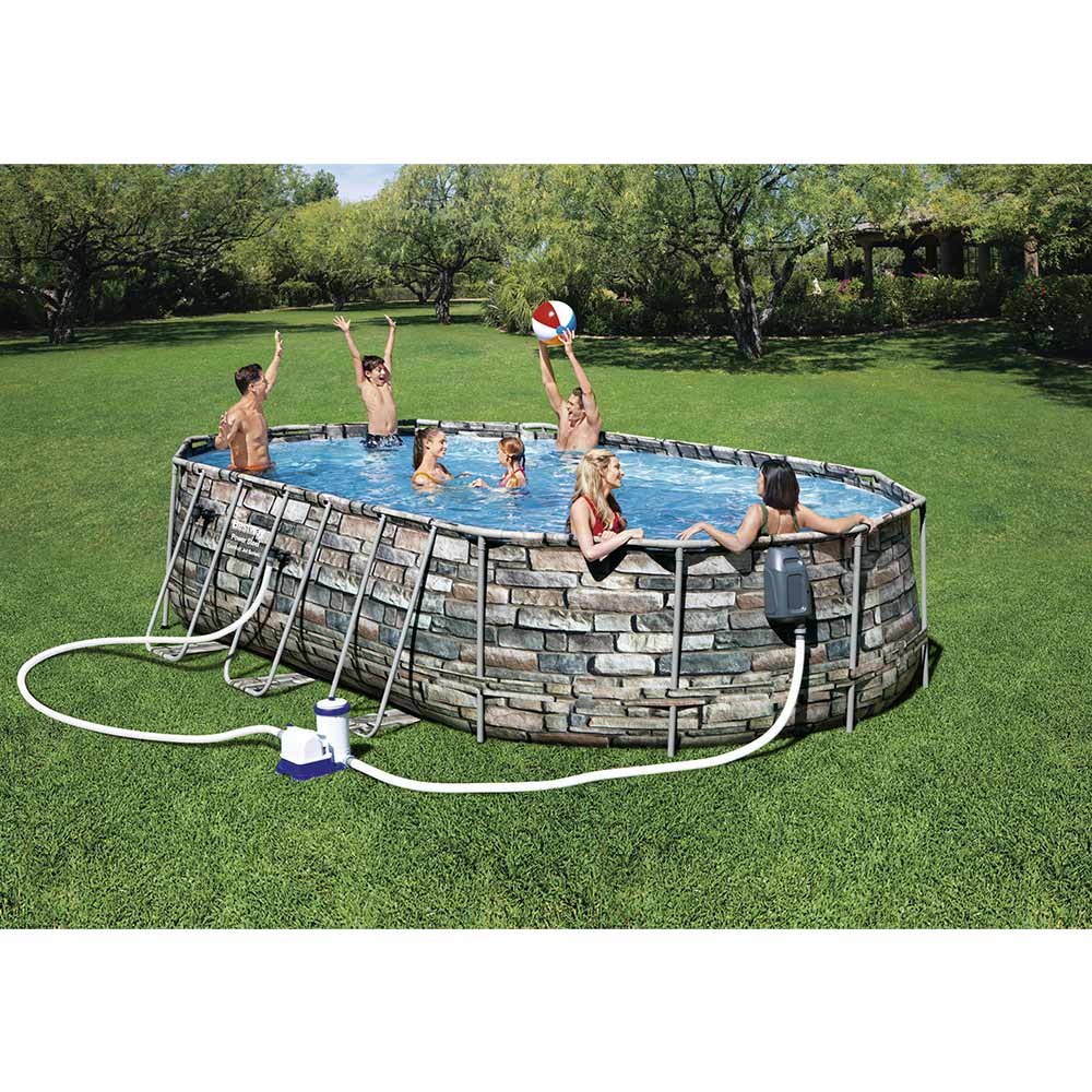 bestway 56719 power steel aufstellpool oval set 610x366x122 cm