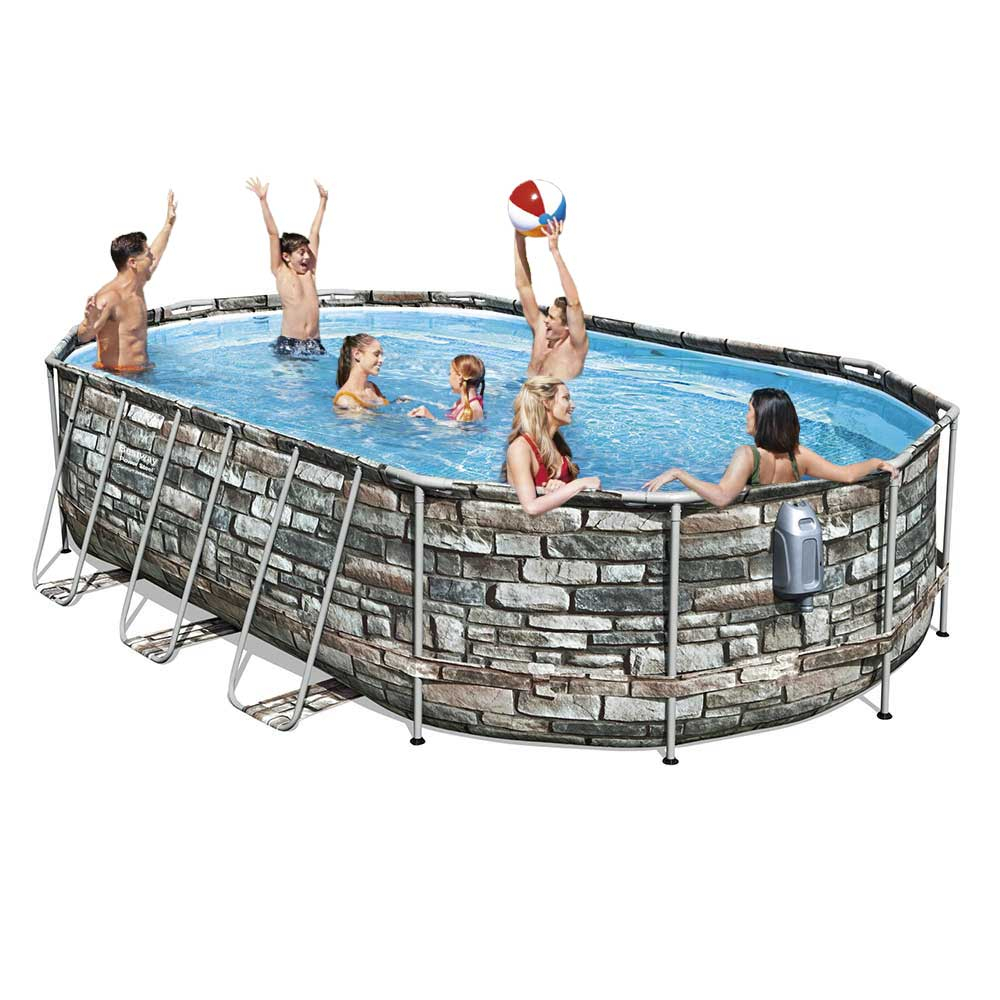 bestway 56719 power steel aufstellpool oval set 610x366x122 cm