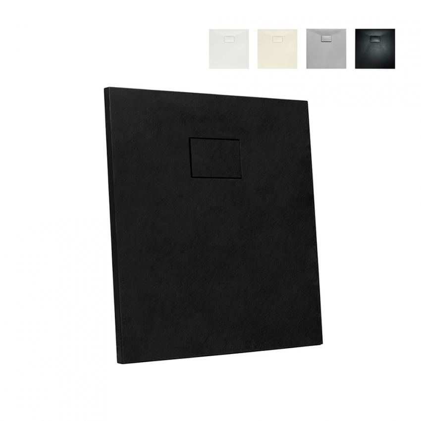 Quadratische Duschwanne 90x90 bodenbündig im modernen Bad aus Harz Stone Quadratische Duschwanne 90x90 bodenbündig im modernen Bad aus Harz Stone