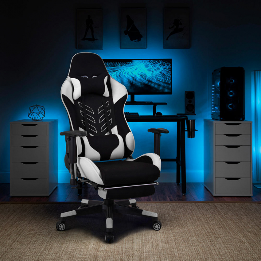 Gaming-Stuhl Büro Ergonomisch Gepolstert Kissen Fußstütze Misano