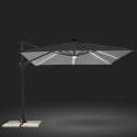 Schwarzer Sonnenschirm mit verstellbarem Arm dezentraler Mast mit 3x3m LED-Solarlicht Paradise Noir Light Katalog