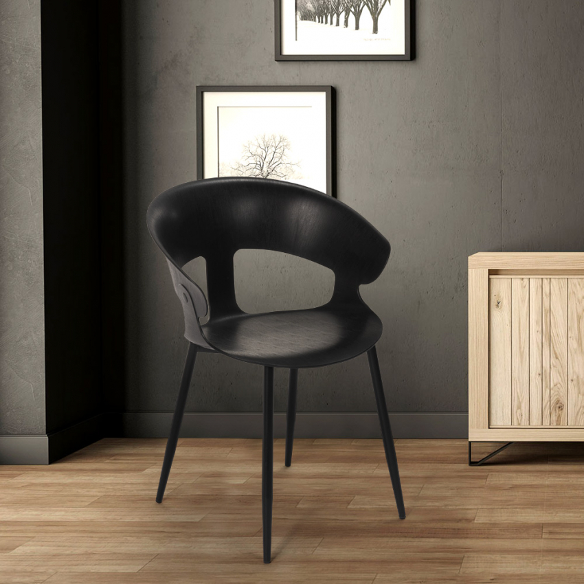 Moderner Designstuhl aus Polypropylen-Metall für Küche Bar Restaurant Evelyn