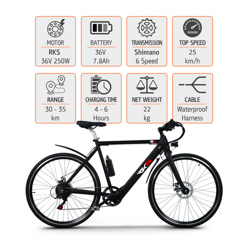 Elektrofahrrad Ebike City Bike für Herren 250W Shimano W6