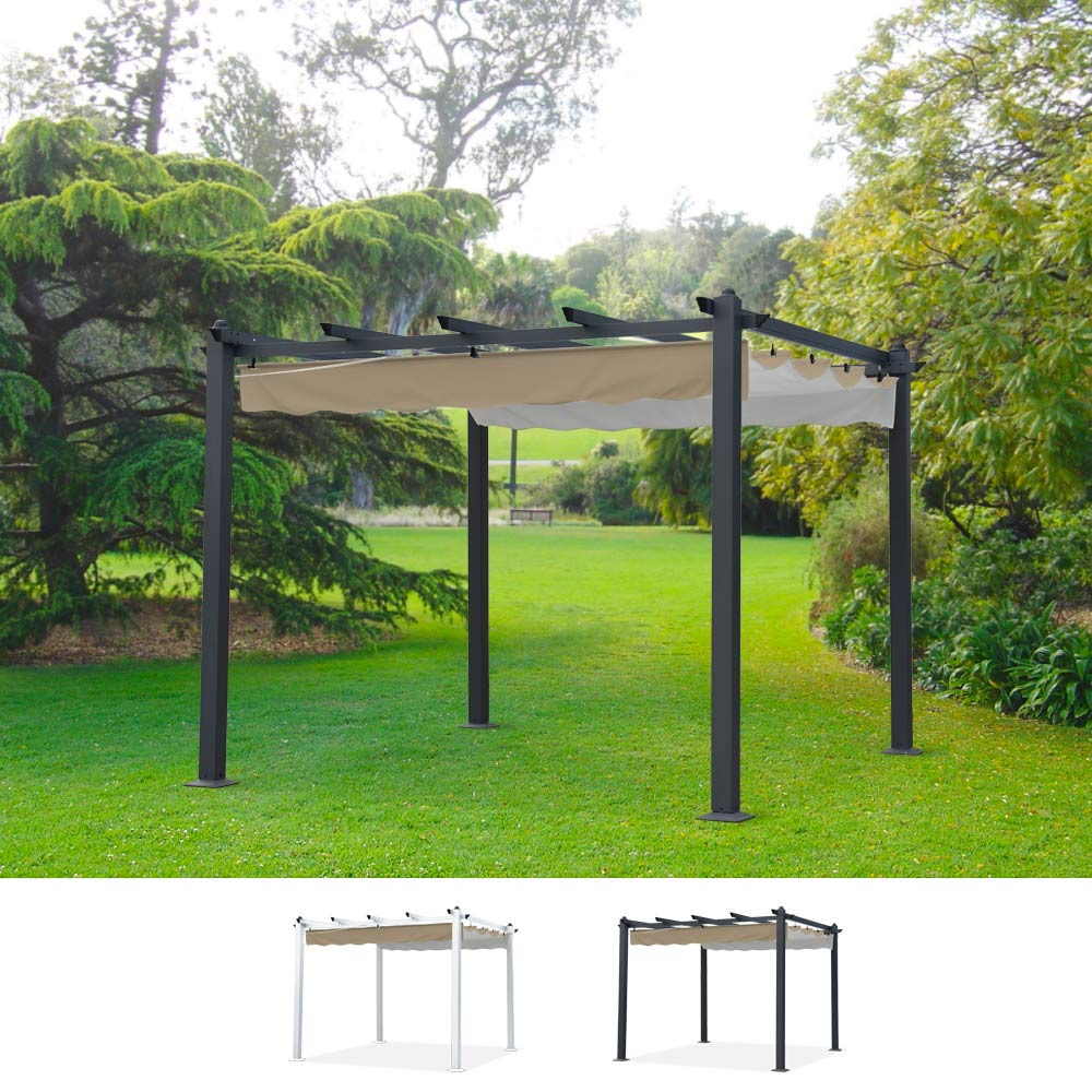 Pavillon 3x3 Meter Quadratisch Aluminium für Garten, Hotel und Restaurant Firenze mit UV-Schutz