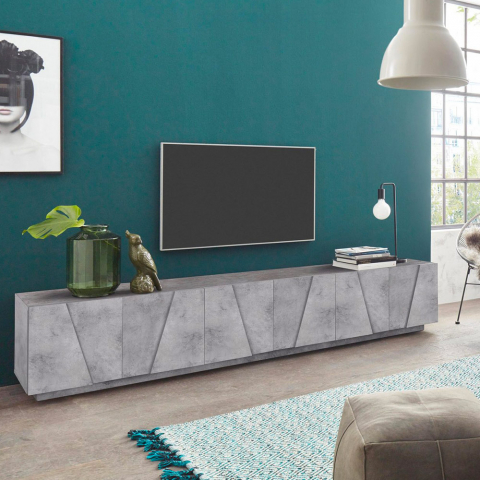 Wohnzimmer TV-Schrank 6 Türen 3 Zimmer modernes Design Ping Low Concrete XL