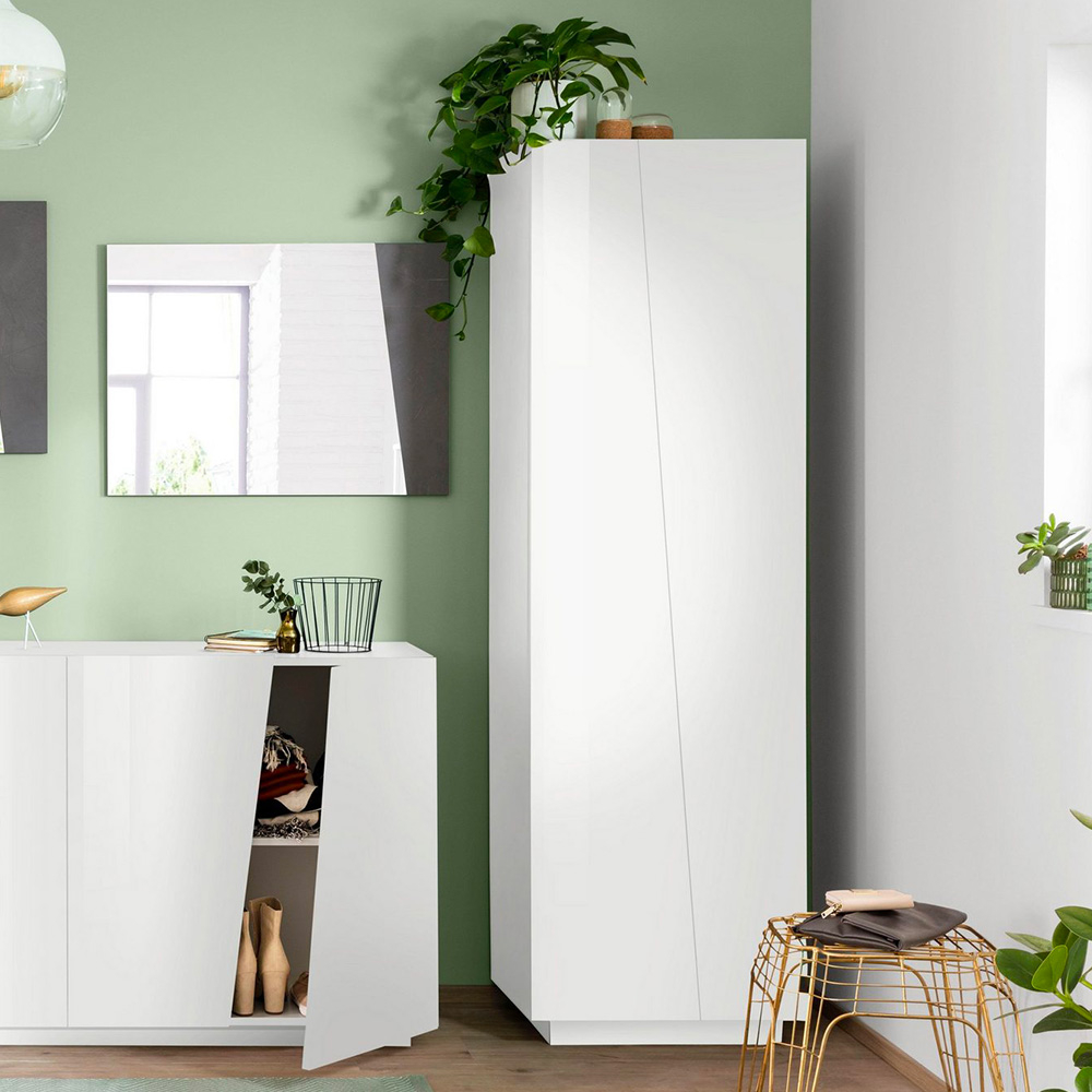 Hochglanzweißer moderner Mehrzweckgarderobe mit 2 Türen und 6 FächernVega Space