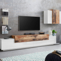 Wohnzimmer-Schrankwand modernes Design Weiß Holz Corona Moby