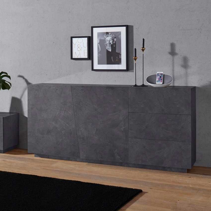 Kommode mit Schubladen modernes Design 2 Türen 3 Schubladen ausziehbar Vega Living L Ardesia