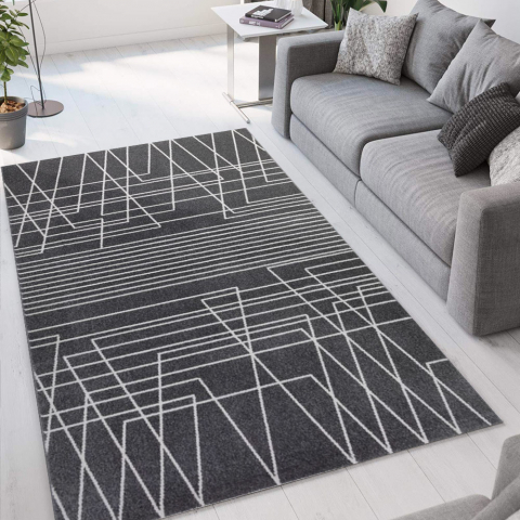 Teppich modernes geometrisches Design rechteckig Grau Schwarz Milano GRI016