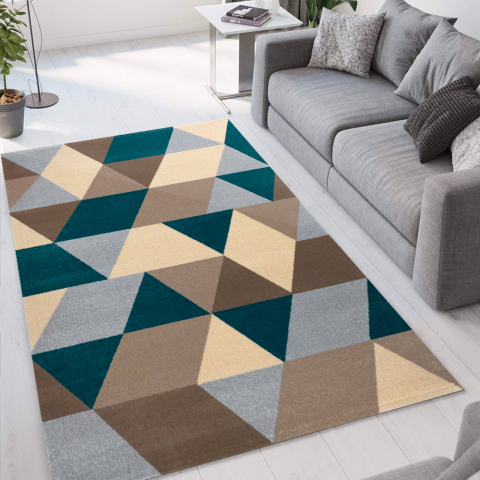 Moderner rechteckiger mehrfarbiger Teppich mit geometrischem Muster Milano GLO008