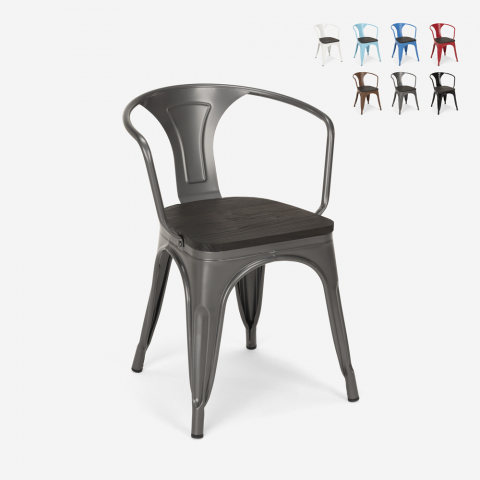 Stühle design metall holz industrieller stil Tolix bar küchen Stahl Holz Arm Aktion