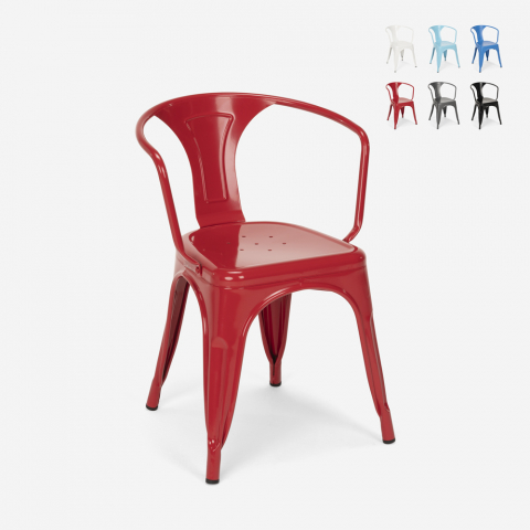 Tolix Stühle Stuhl Industriesstil mit Stahlarmlehnen für Küche und Bar Steel Arm Aktion