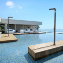 Moderne Außendusche Garten Pool mit Fußwaschanlage und Mischer Arkema Design Funny Yang T225 