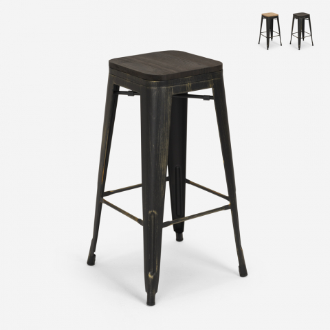 Design hocker metall holz industrieller stil tolix bar küchen Brush Up Aktion